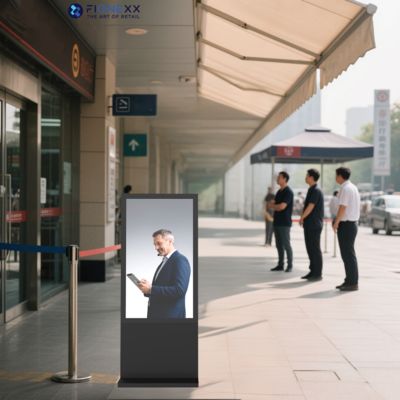 좋은 가격 검은색 안드로이드 옥외 팬리스 수직 디지털 토템 맞춤형 재료 옥외 디스플레이 화면 옥외 디지털 사이니지 온라인으로