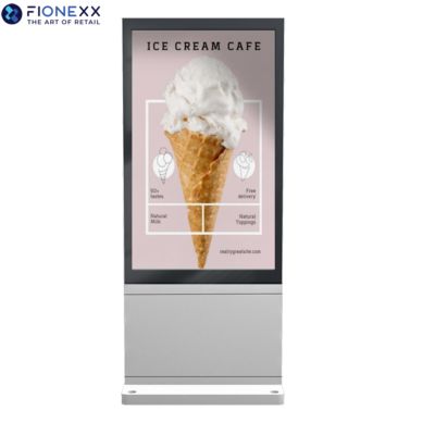 좋은 가격 65인치 실버 옥외 내구성 광고 디스플레이 화면 AD 보드 옥외 팬리스 수직 디지털 토템 온라인으로
