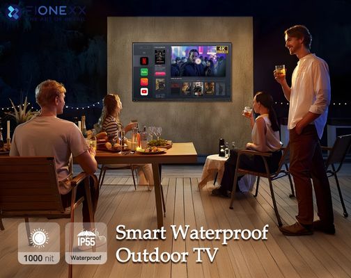 4K 야외 TV 2000nit 고 밝기 방수 IP55 음성 보조원 원격 내장 스피커 LCD 디스플레이