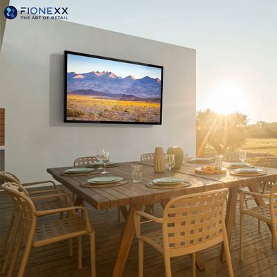 4K 야외 TV 2000nit 고 밝기 방수 IP55 음성 보조 원격 내장 스피커 LCD 디스플레이 야외 TV 방수 야외 TV