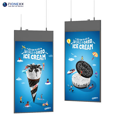 좋은 가격 43인치 울트라 슬림 양면형 행잉 디스플레이, 매장 및 슈퍼마켓에서 사용되는 고화질 디스플레이 스크린 온라인으로