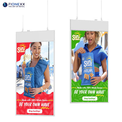 좋은 가격 울트라 슬림 양면형 행잉 디스플레이 43인치 가로형 디스플레이 700nits+700nits 양면 고화질 디스플레이 스크린 온라인으로